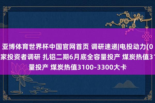 亚博体育世界杯中国官网首页 调研速递|电投动力(002128)接受多家投资者调研 扎铝二期6月底全容量投产 煤炭热值3100-3300大卡