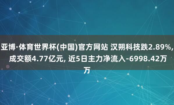 亚博·体育世界杯(中国)官方网站 汉朔科技跌2.89%， 成交额4.77亿元， 近5日主力净流入-6998.42万