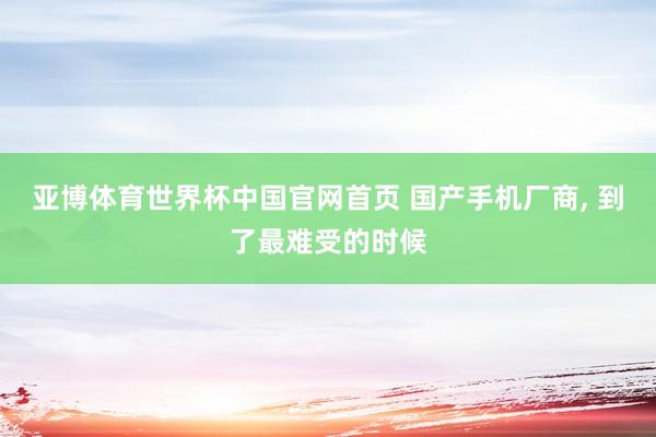 亚博体育世界杯中国官网首页 国产手机厂商， 到了最难受的时候