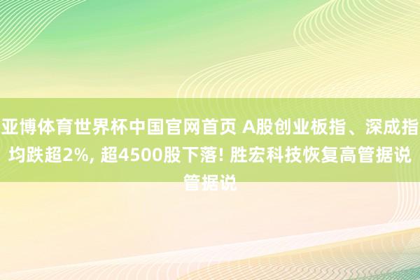 亚博体育世界杯中国官网首页 A股创业板指、深成指均跌超2%, 超4500股下落!