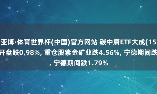 亚博·体育世界杯(中国)官方网站 碳中庸ETF大成(159642)开盘跌0.98%， 重仓股紫金矿业跌4.56%， 宁德期间跌1.79%