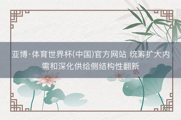 亚博·体育世界杯(中国)官方网站 统筹扩大内需和深化供给侧结构性翻新