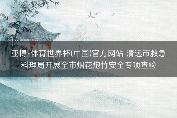 亚博·体育世界杯(中国)官方网站 清远市救急料理局开展全市烟花炮竹安全专项查验