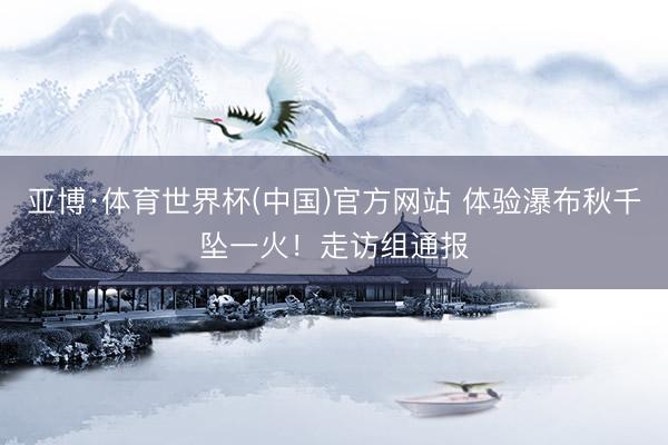 亚博·体育世界杯(中国)官方网站 体验瀑布秋千坠一火！走访组通报
